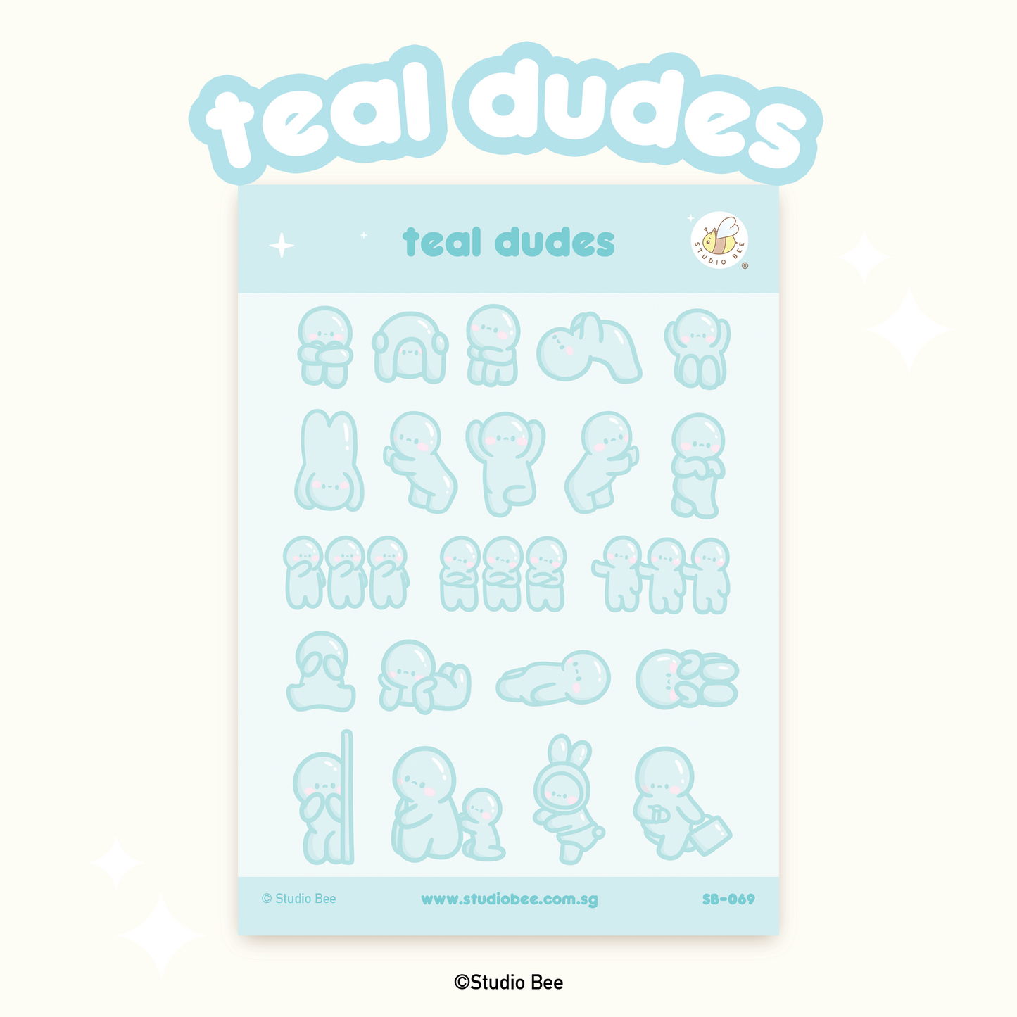 Teal Dudes Sticker Sheet