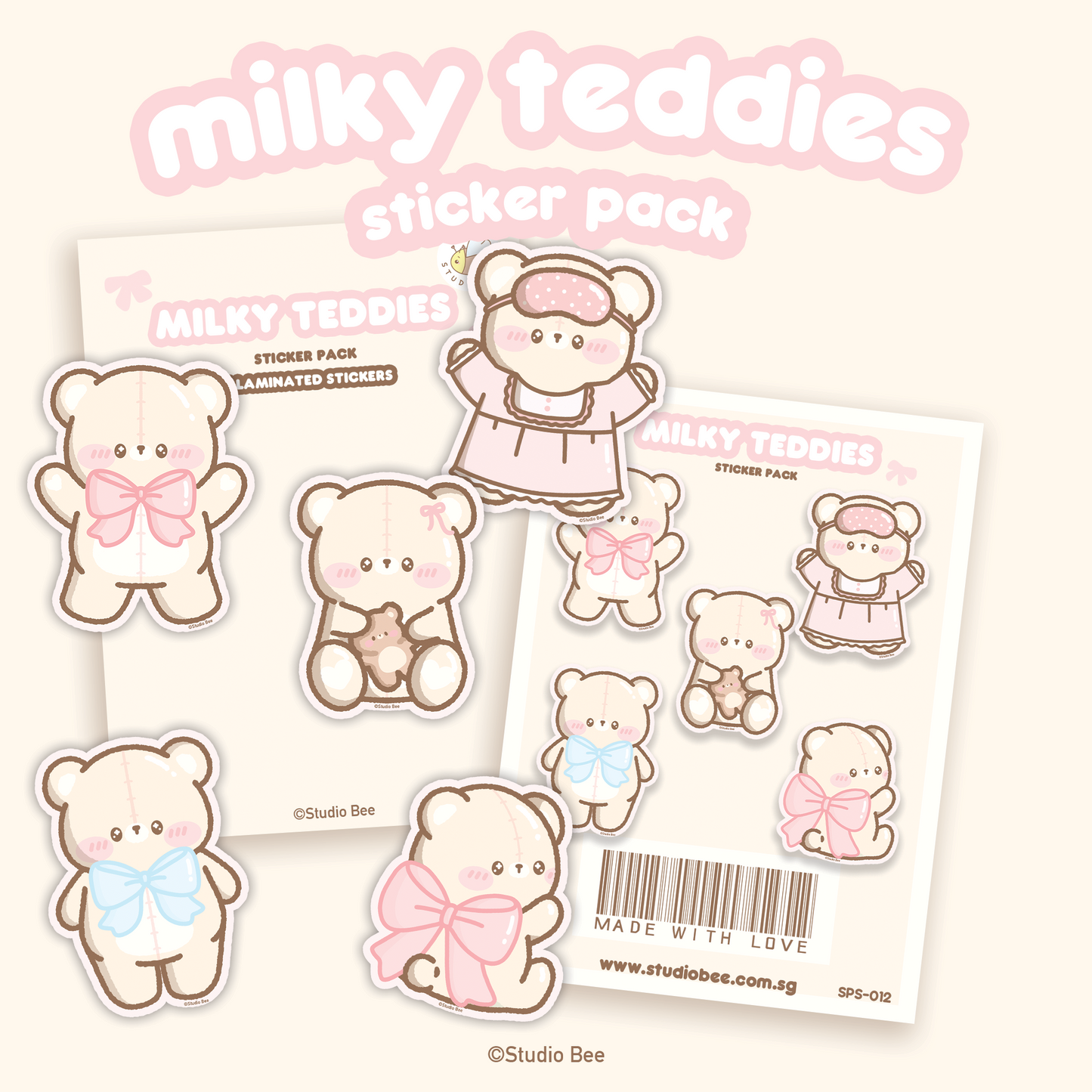 Milky Teddies Sticker Pack (5pcs)