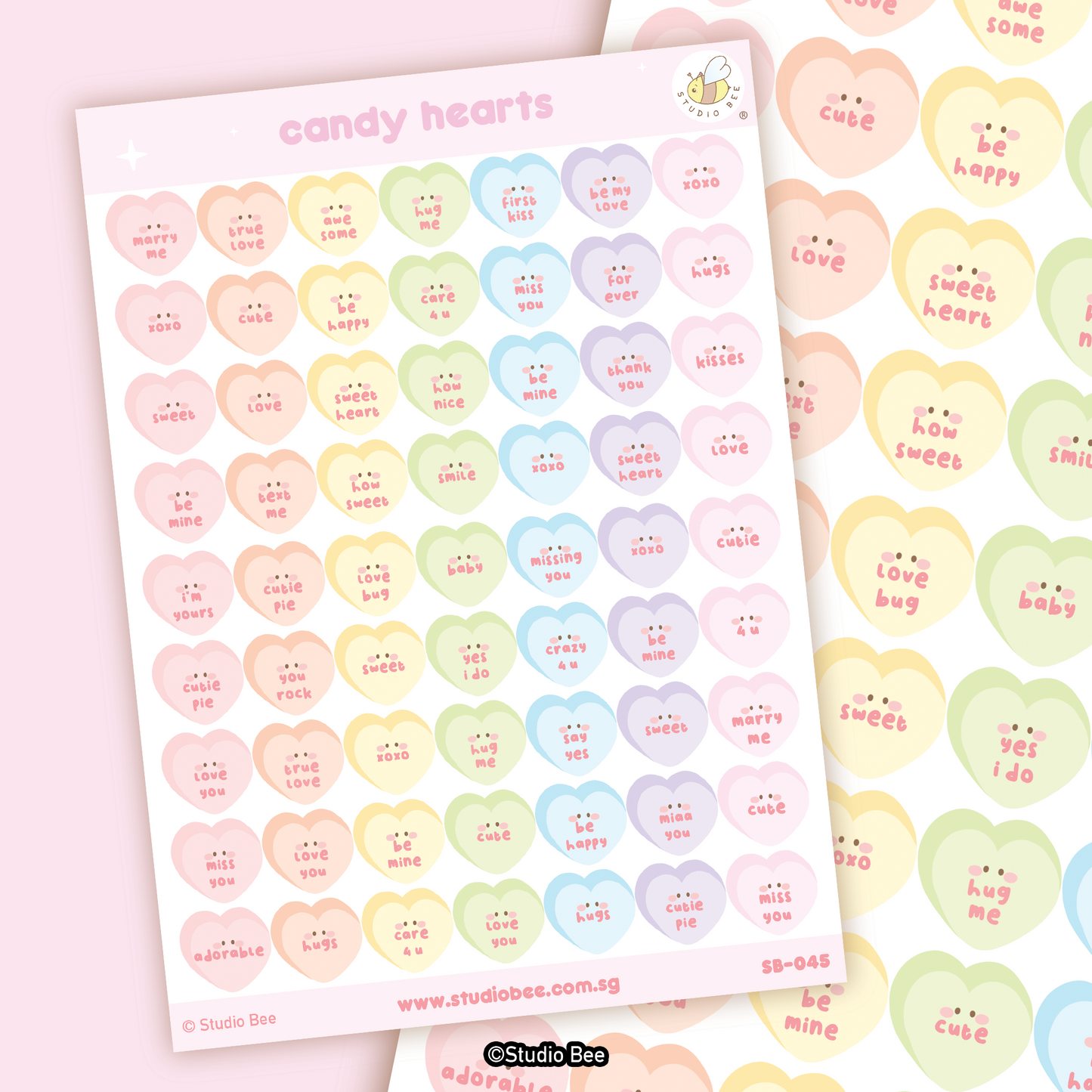 Candy Hearts Sticker Sheet