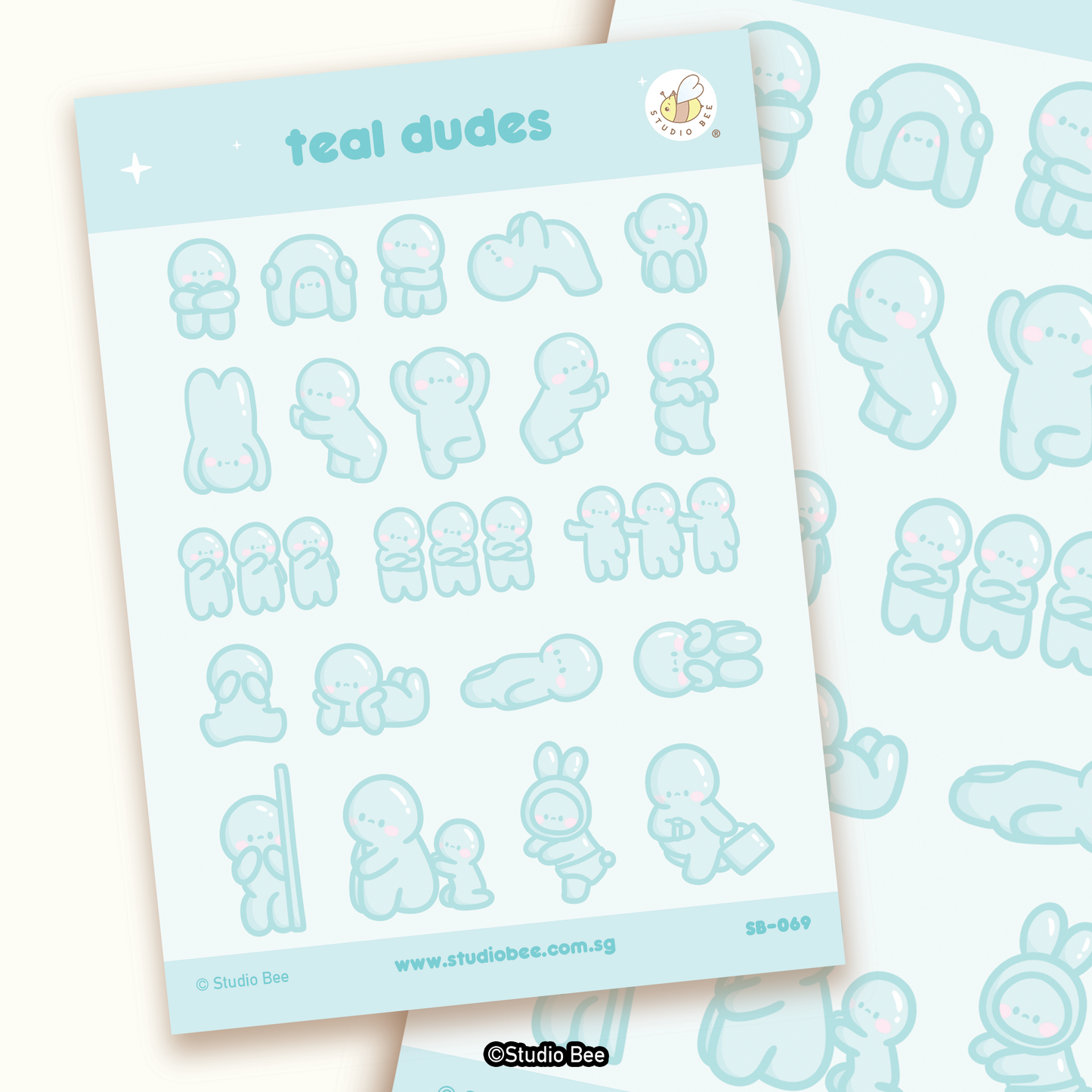 Teal Dudes Sticker Sheet