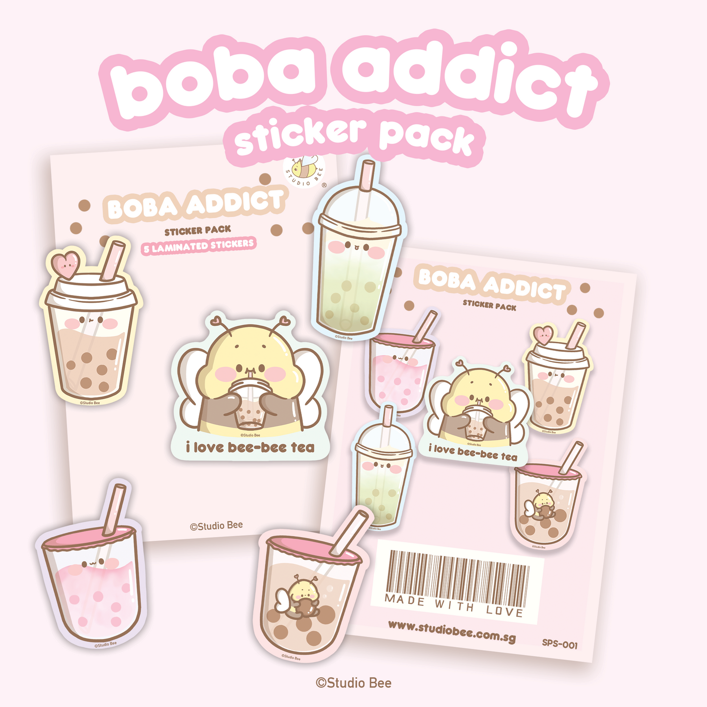 Boba Addict Sticker Pack (5pcs)