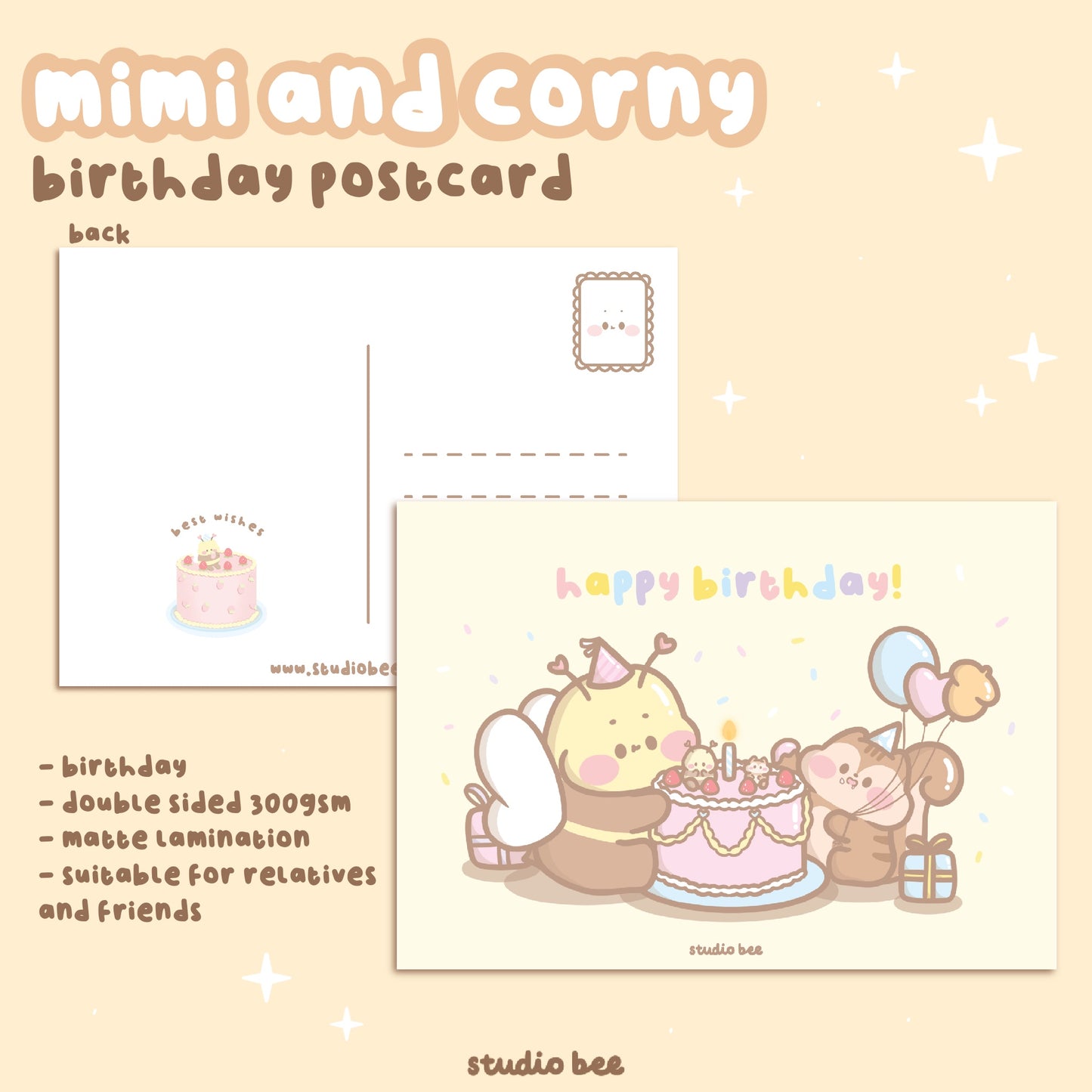 Mimi and Corny Birthday Postcard
