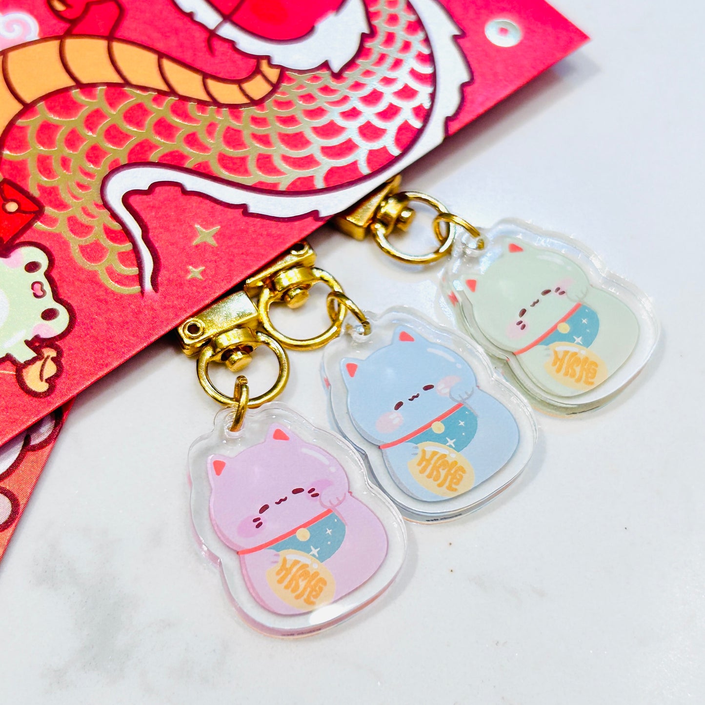 Fortune Cats Acrylic Keychain