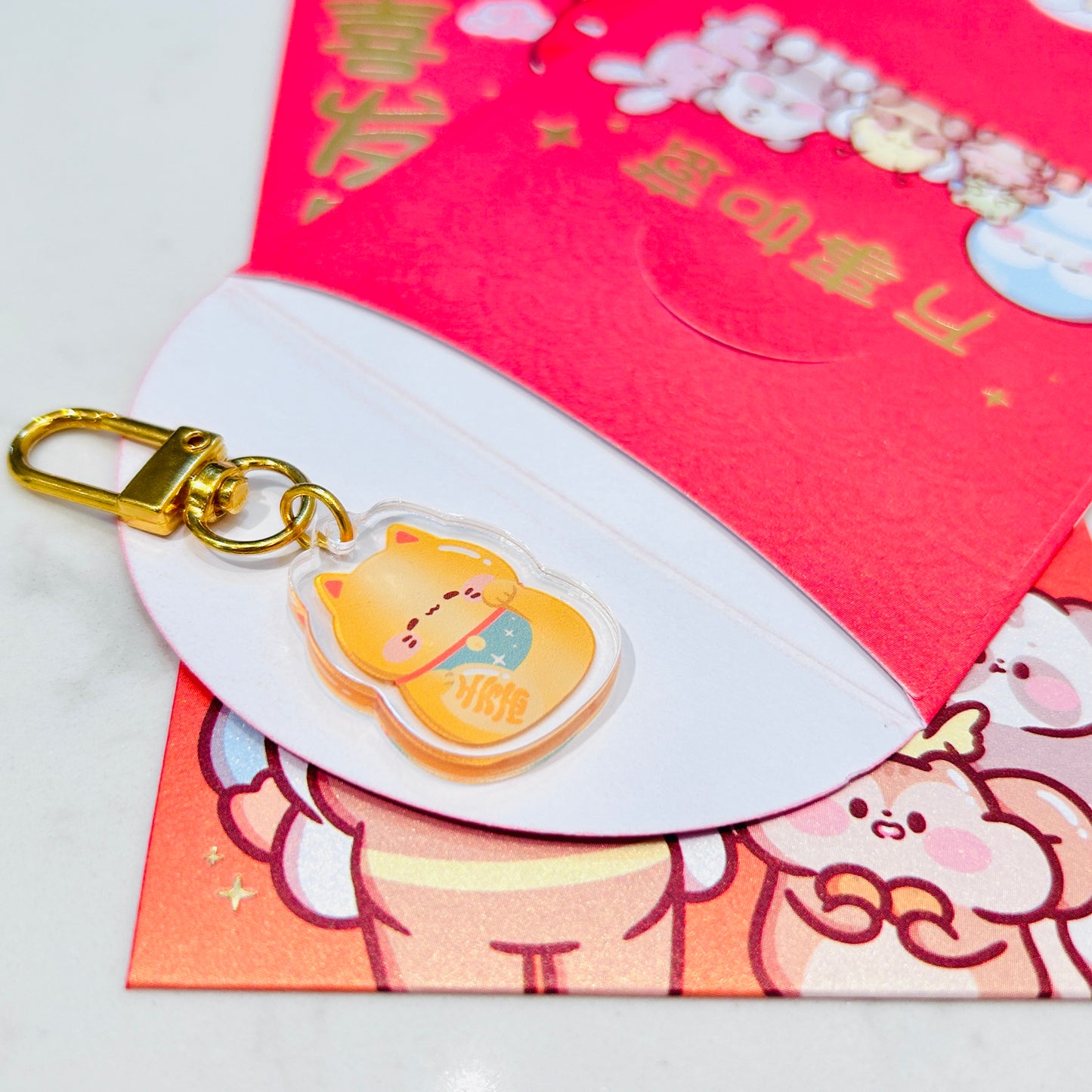 Fortune Cats Acrylic Keychain