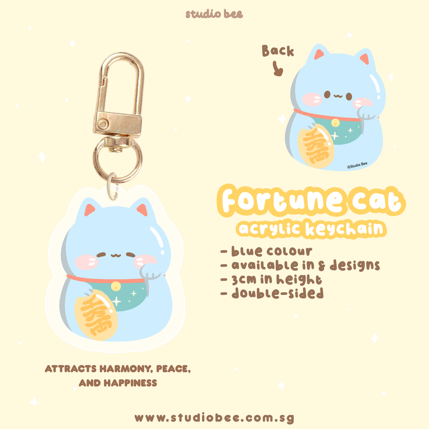 Fortune Cats Acrylic Keychain