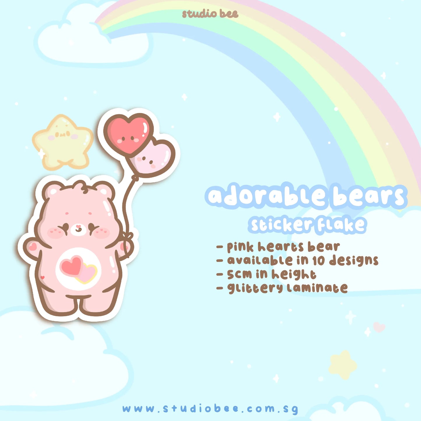 Adorable Bears Glittery Sticker Flake