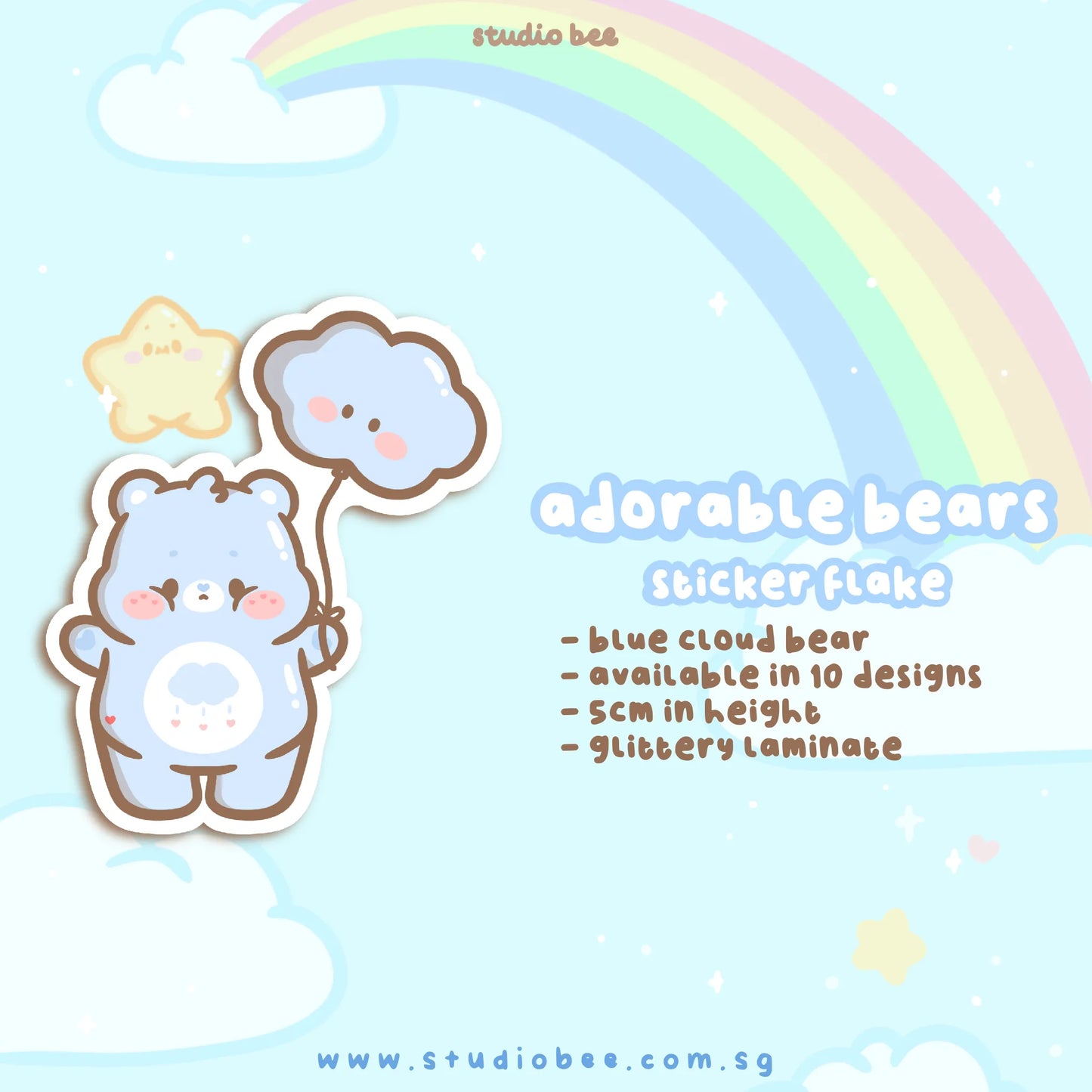 Adorable Bears Glittery Sticker Flake