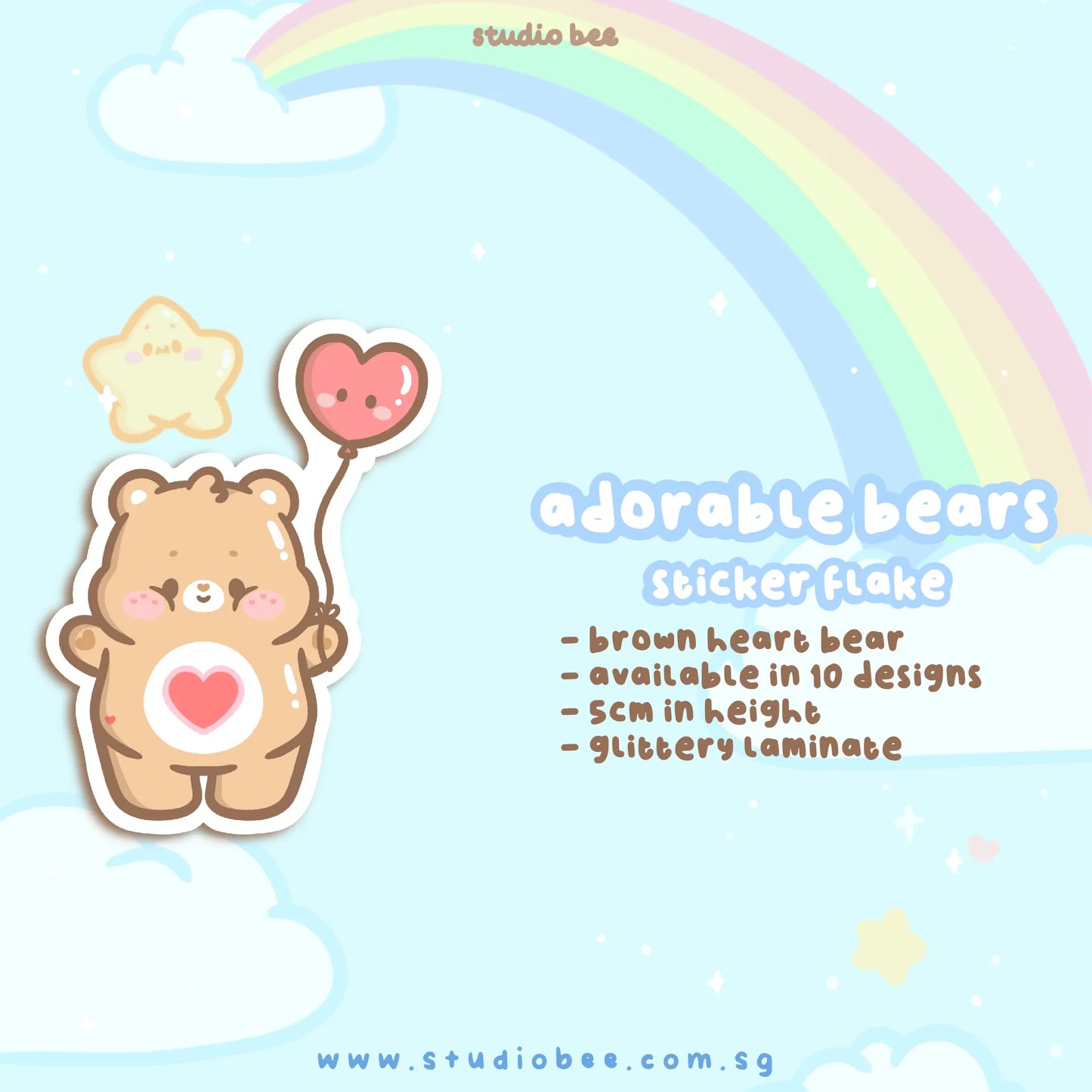 Adorable Bears Glittery Sticker Flake