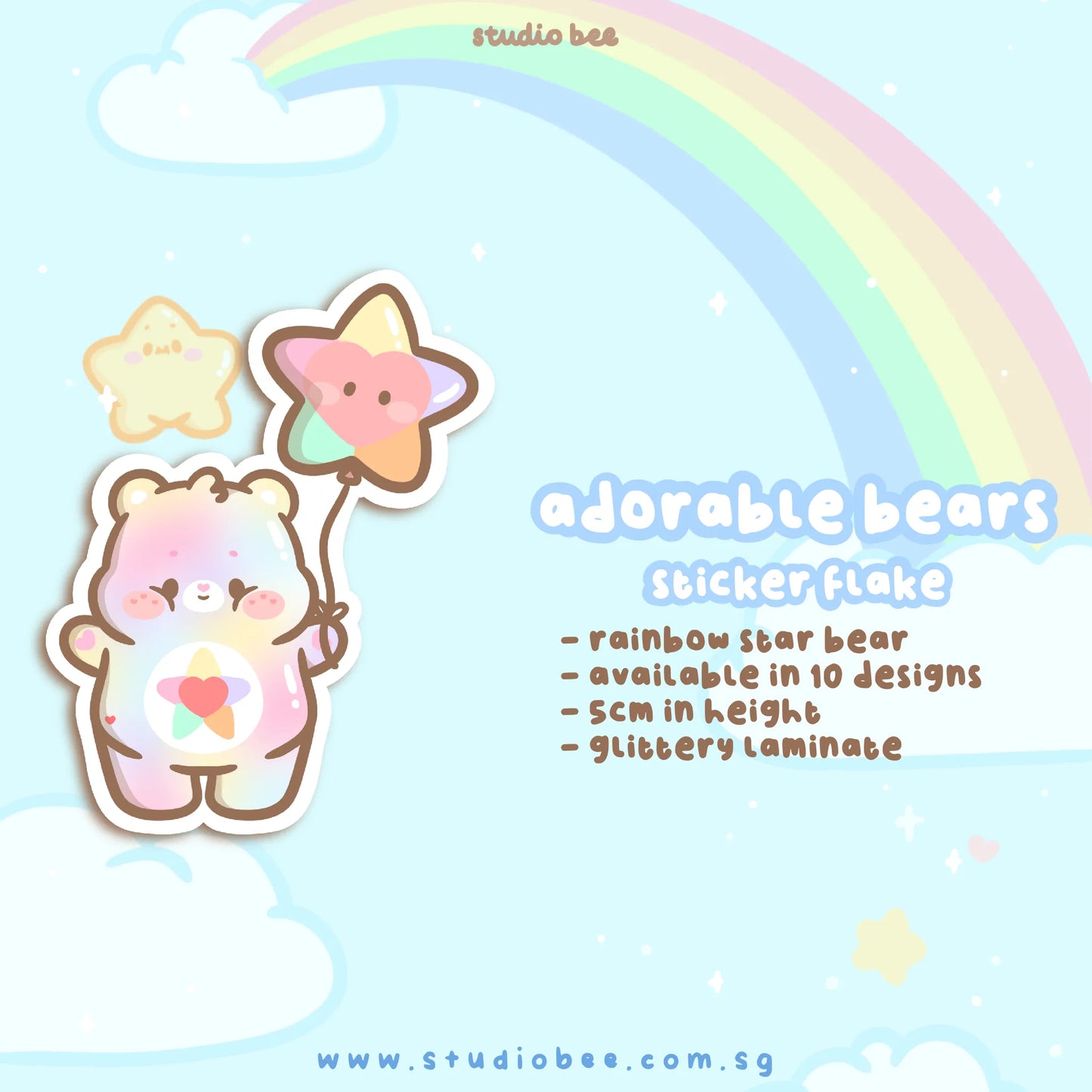 Adorable Bears Glittery Sticker Flake