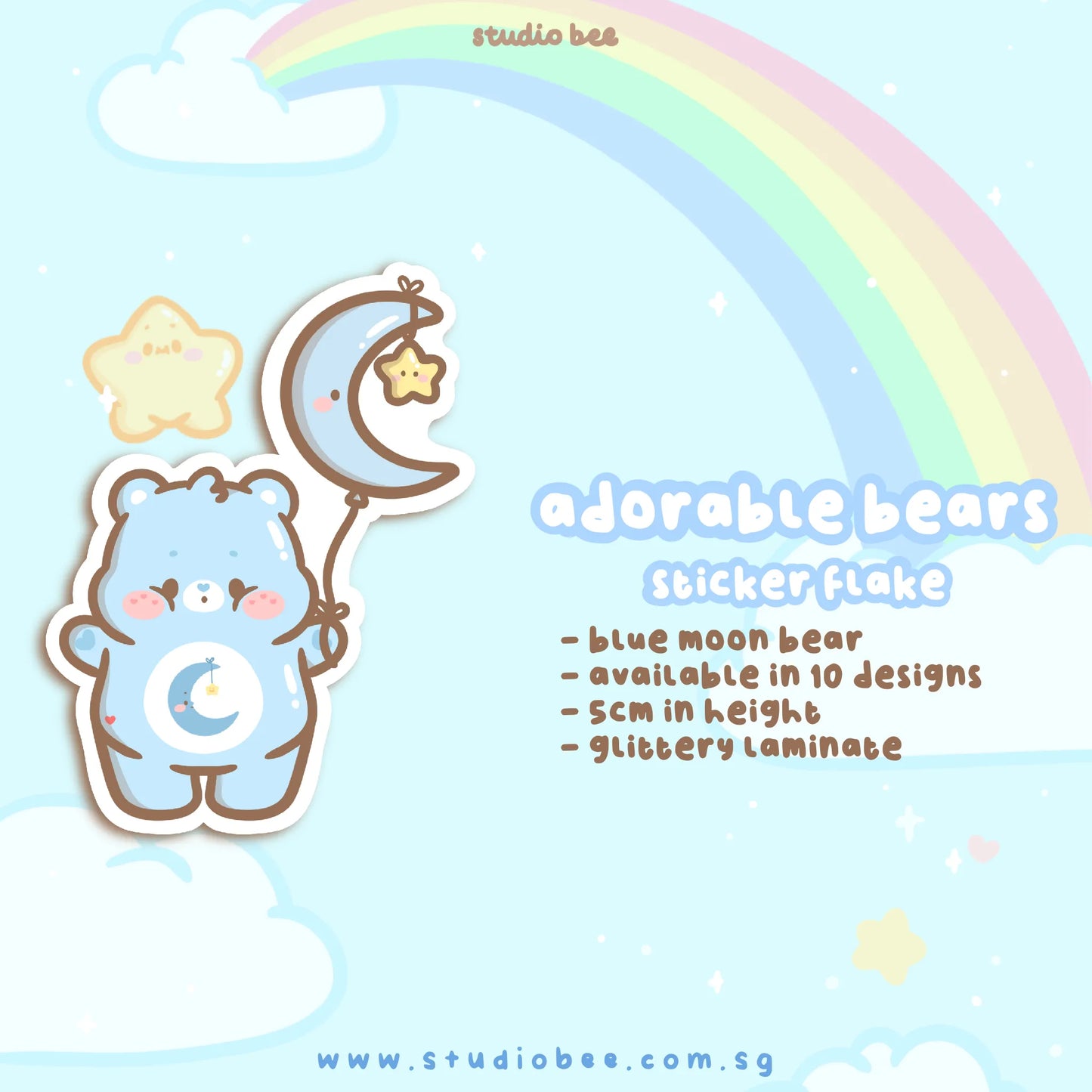 Adorable Bears Glittery Sticker Flake