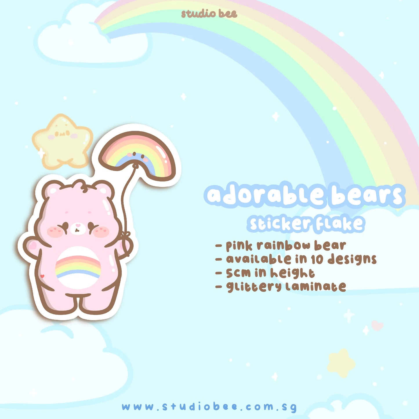 Adorable Bears Glittery Sticker Flake