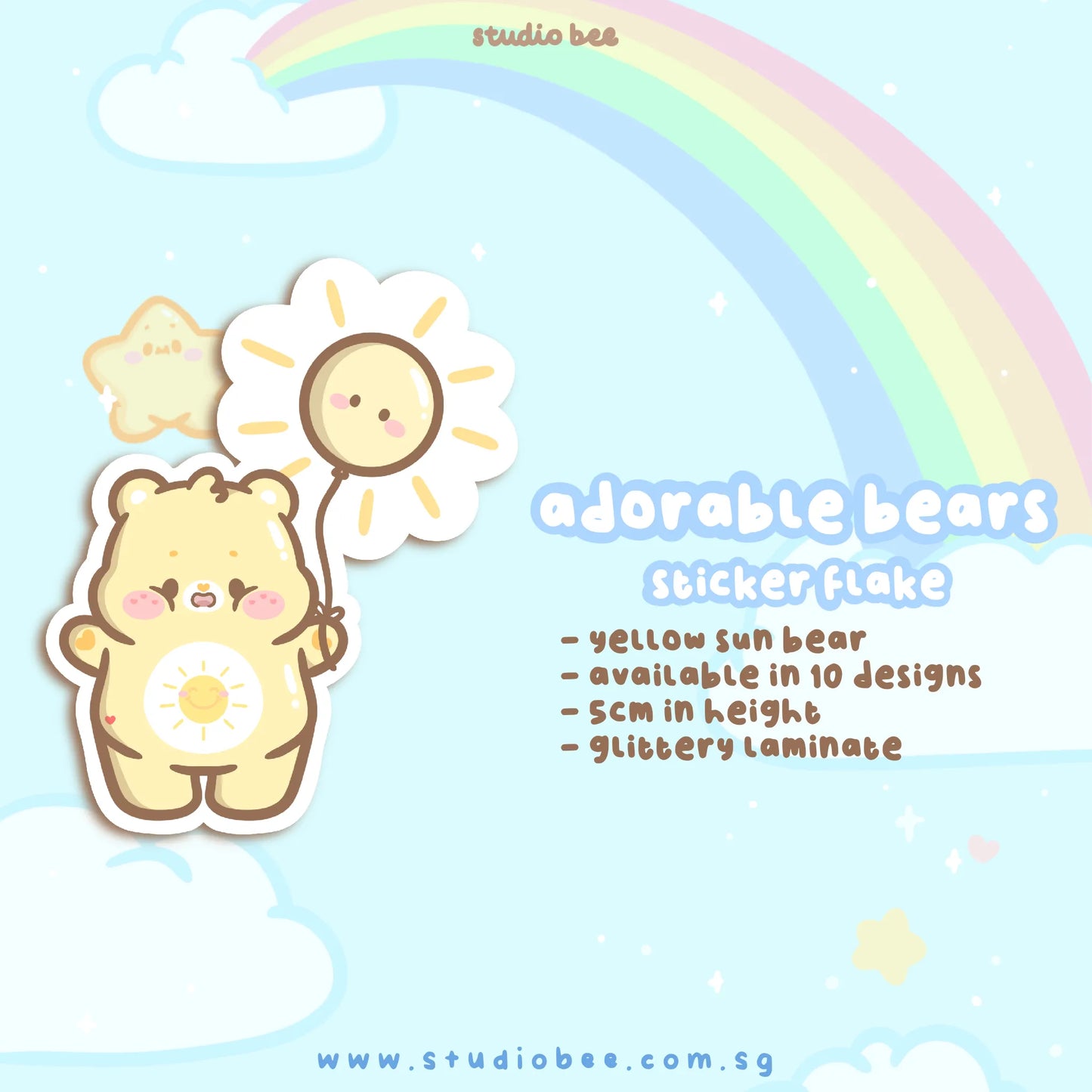 Adorable Bears Glittery Sticker Flake