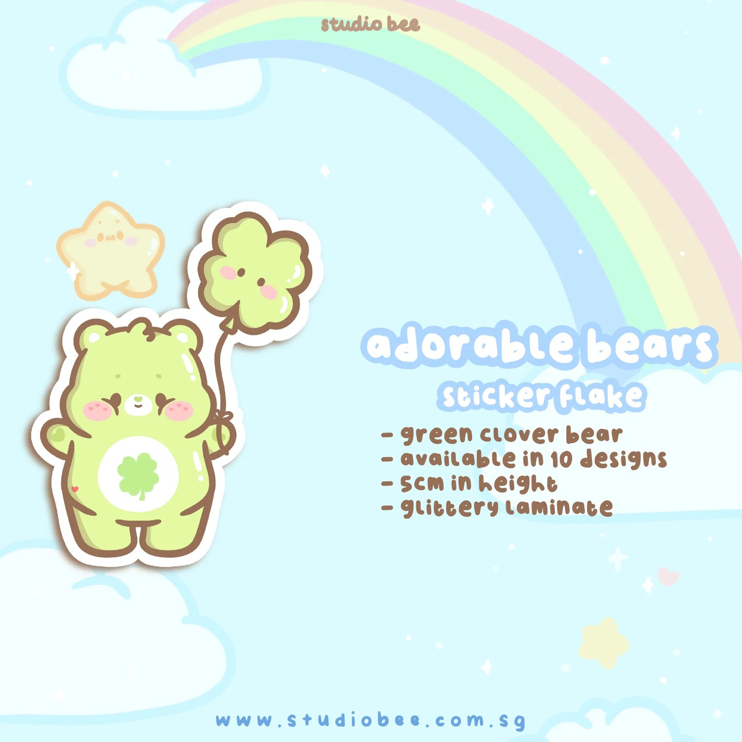 Adorable Bears Glittery Sticker Flake