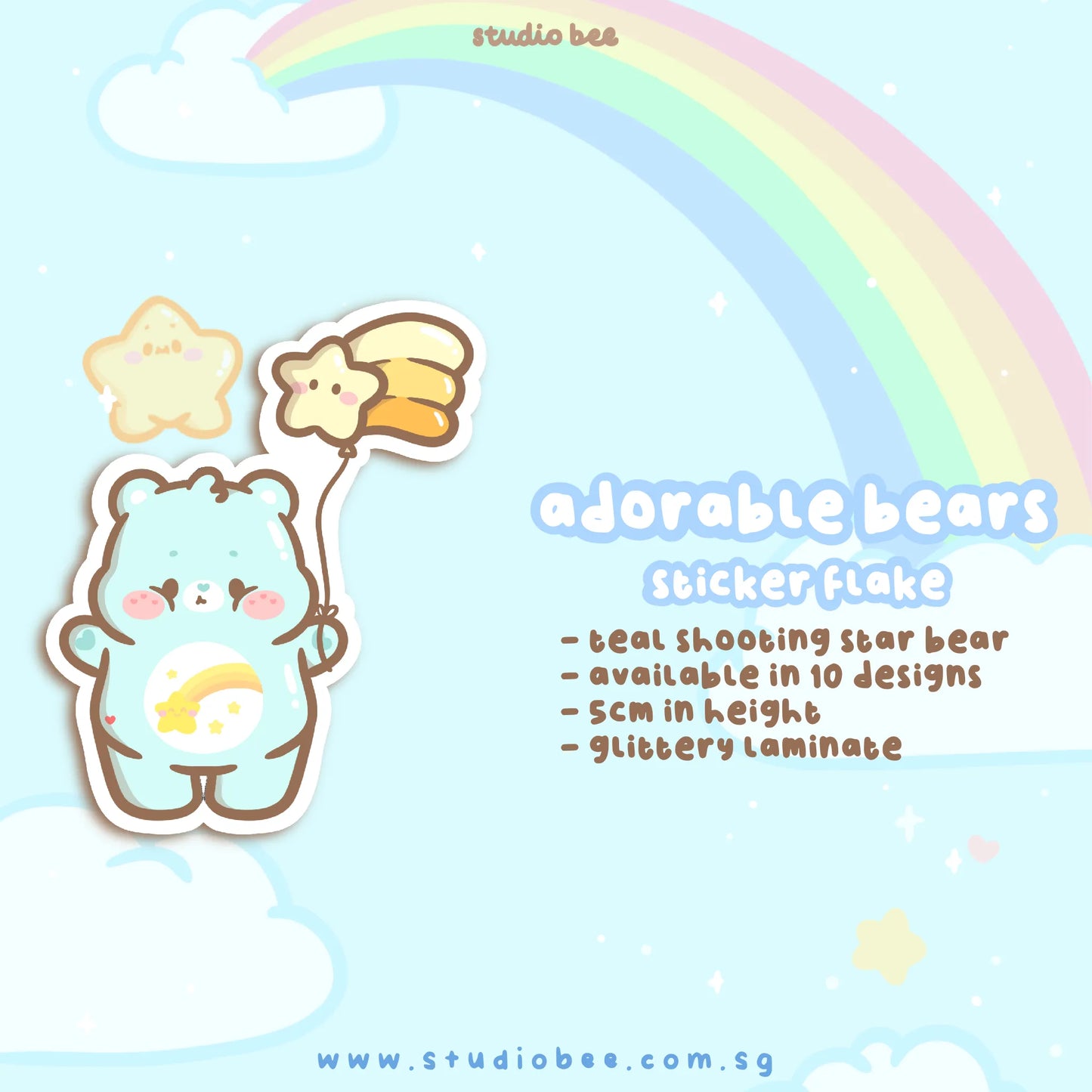 Adorable Bears Glittery Sticker Flake