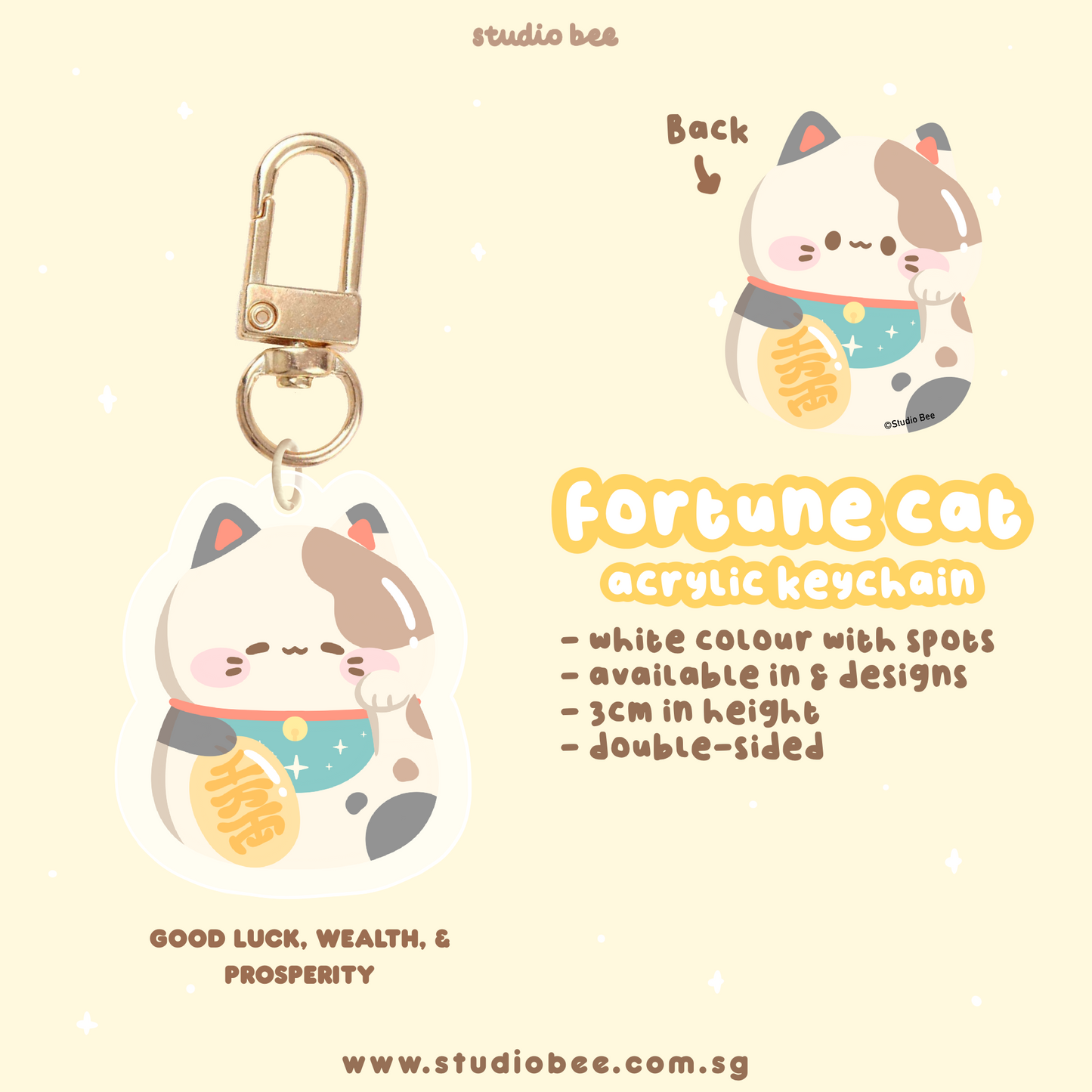 Fortune Cats Acrylic Keychain