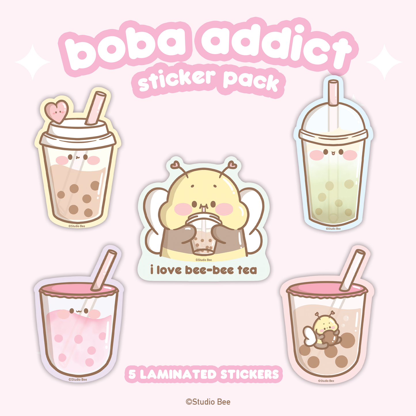 Boba Addict Sticker Pack (5pcs)