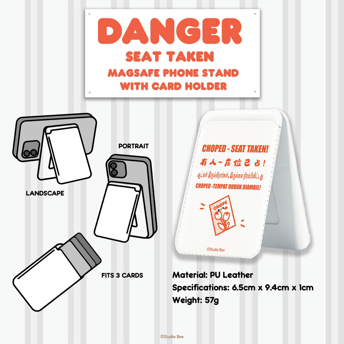 DANGER-SEAT TAKEN MagSafe Phone Stand + Card Holder
