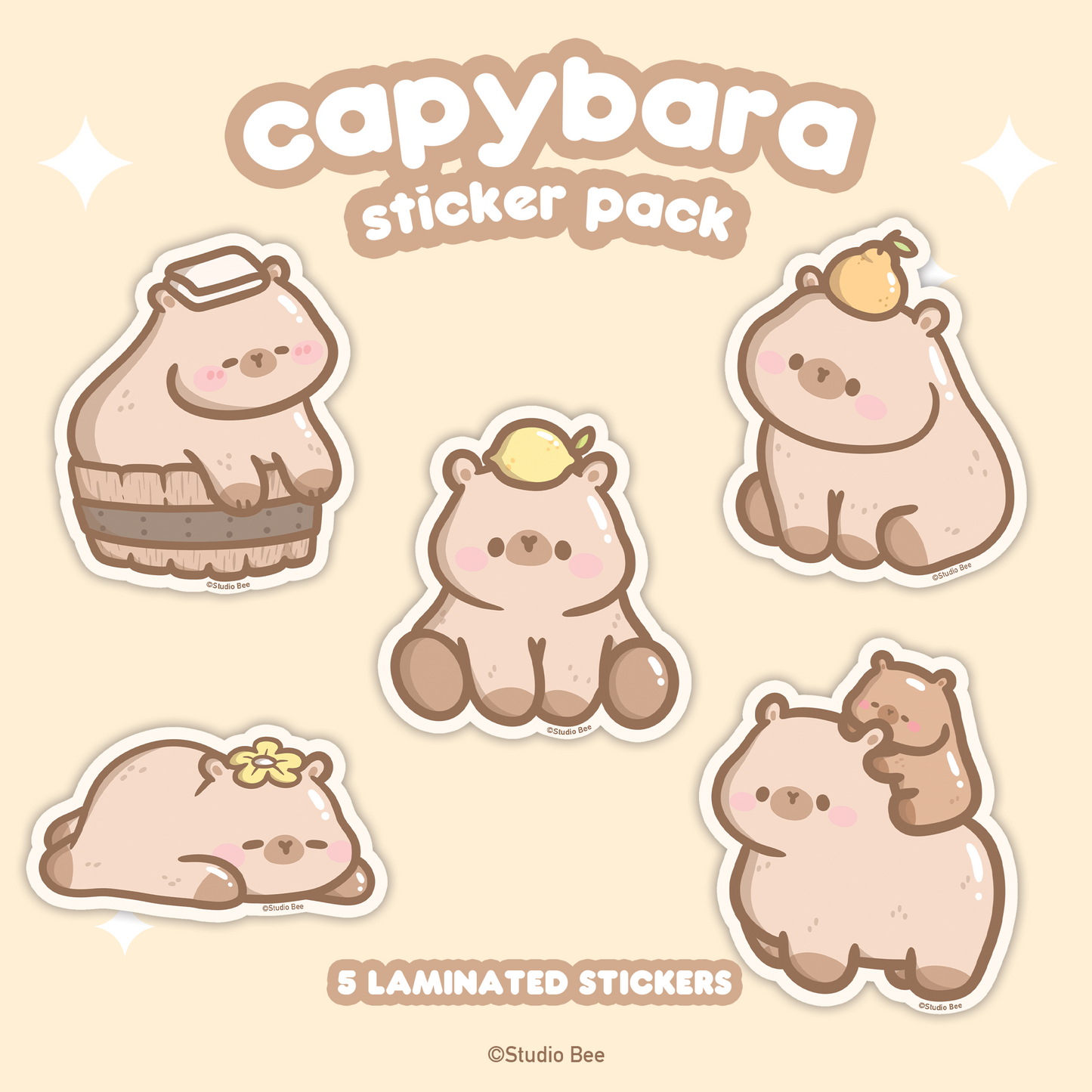 Capybara Sticker Pack (5pcs)