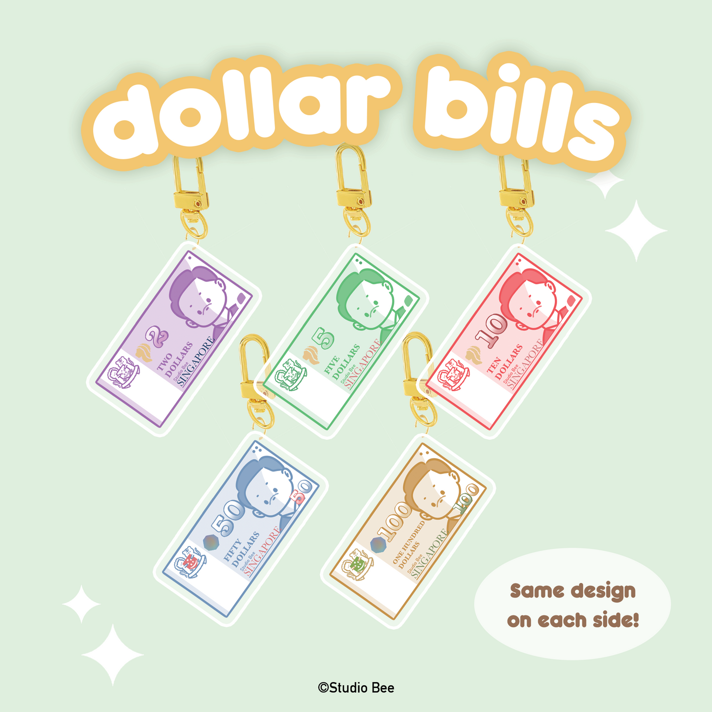 Dollar Bills Acrylic Keychain
