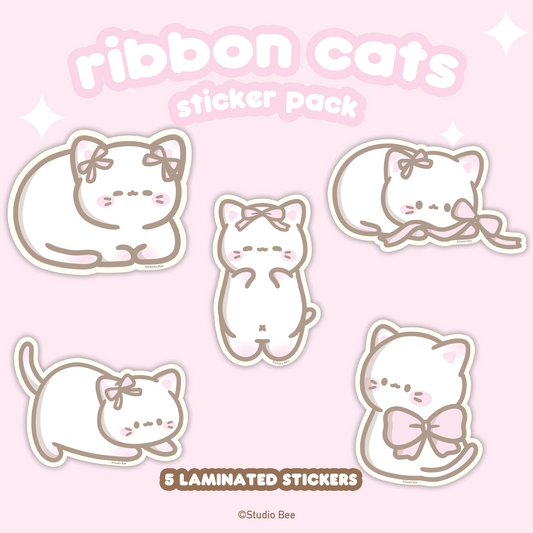 Ribbon Cats Sticker Pack (5pcs)