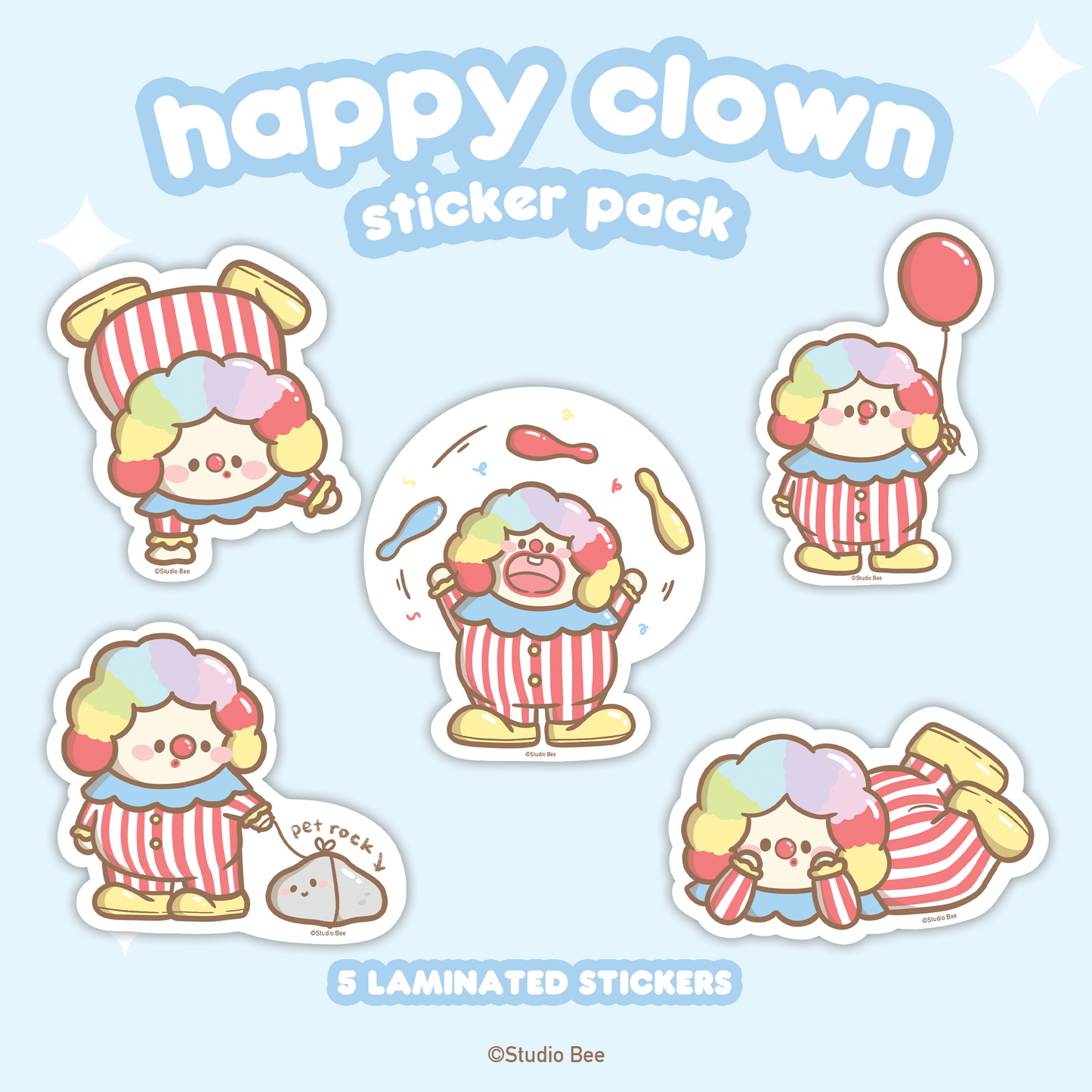 Happy Clown Sticker Pack (5pcs)