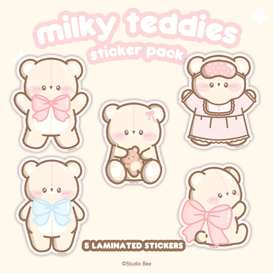 Milky Teddies Sticker Pack (5pcs)