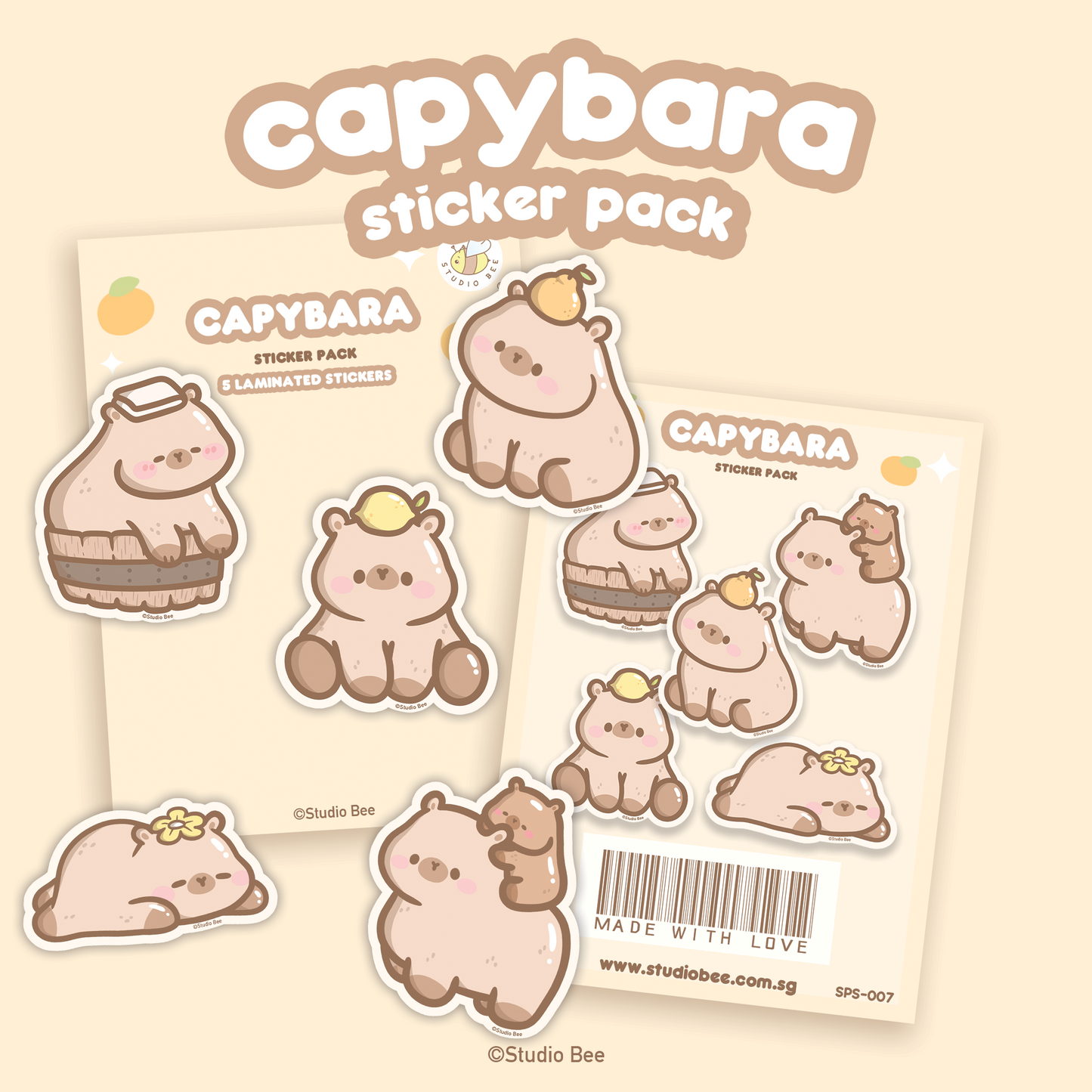 Capybara Sticker Pack (5pcs)