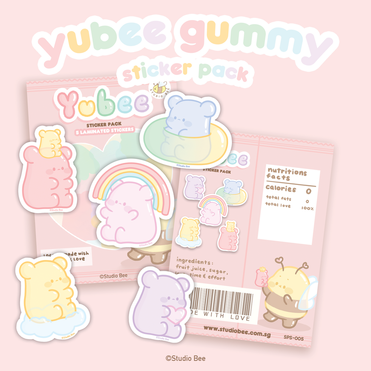 Yubee Gummy Sticker Pack (5pcs)