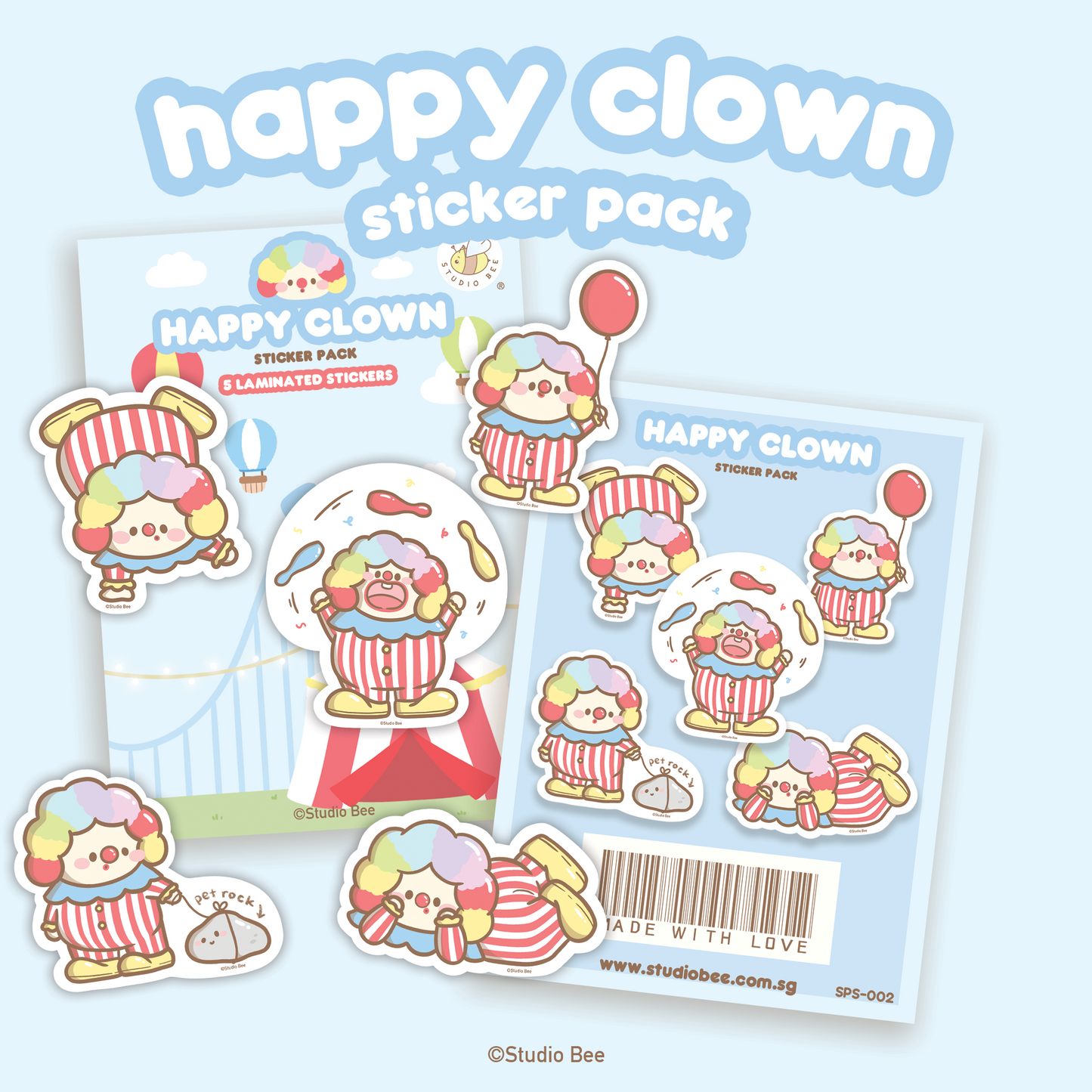Happy Clown Sticker Pack (5pcs)