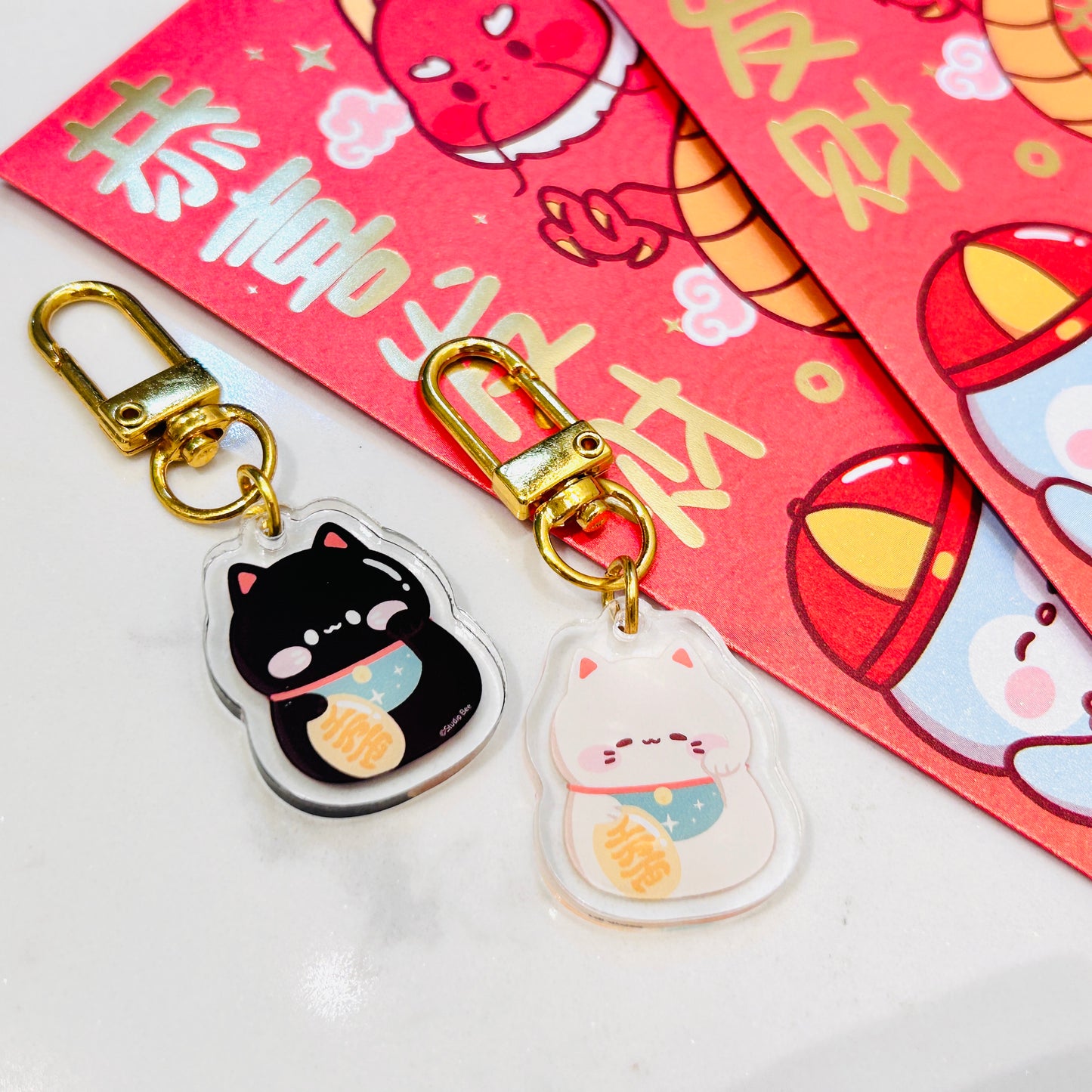 Fortune Cats Acrylic Keychain