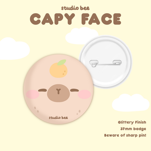 Capybara Face Button Badge