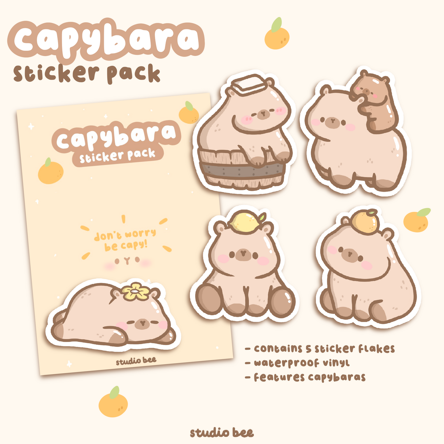 Capybara Sticker Pack (5pcs)