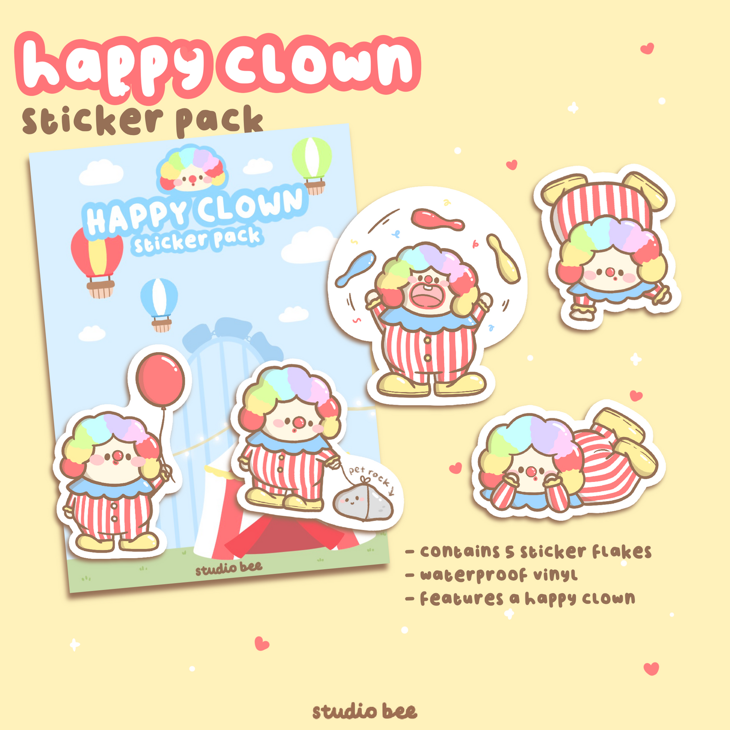 Happy Clown Sticker Pack (5pcs)