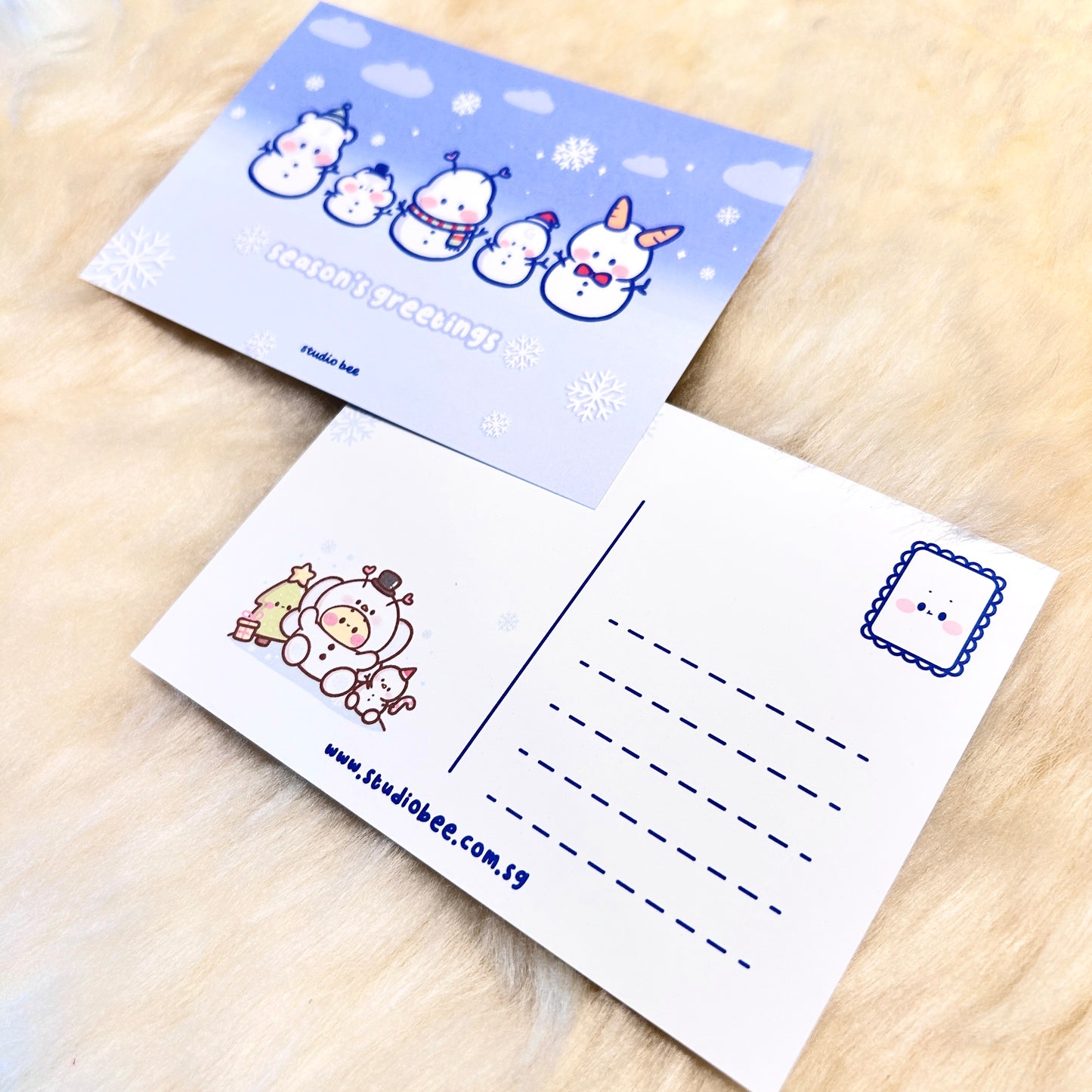 Snowman Friends Christmas Postcard