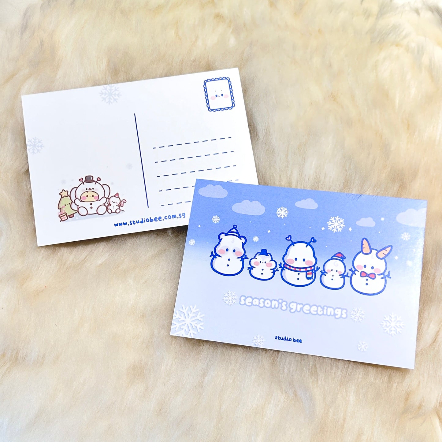 Snowman Friends Christmas Postcard