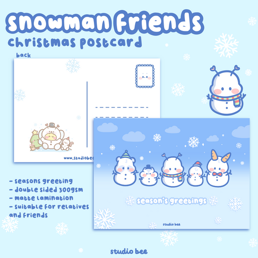 Snowman Friends Christmas Postcard