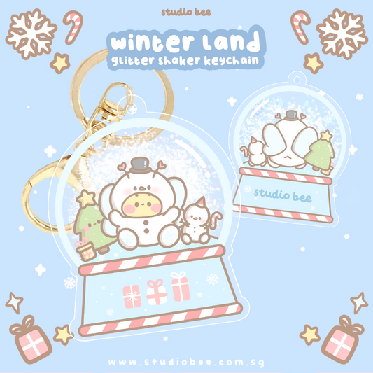 Winter Land Snow Globe Glitter Shaker Keychain