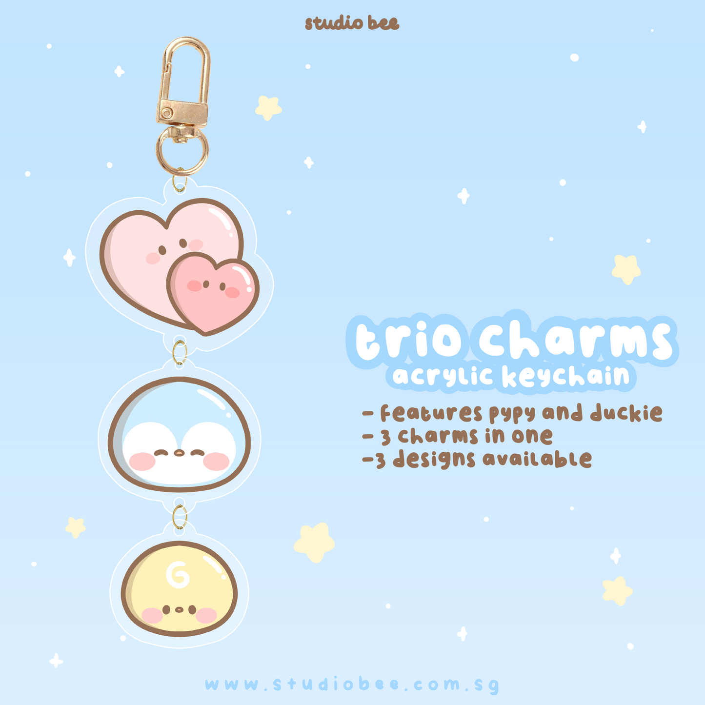 Blue Trio Charms Acrylic Keychain