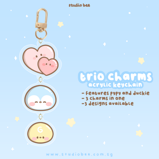 Blue Trio Charms Acrylic Keychain