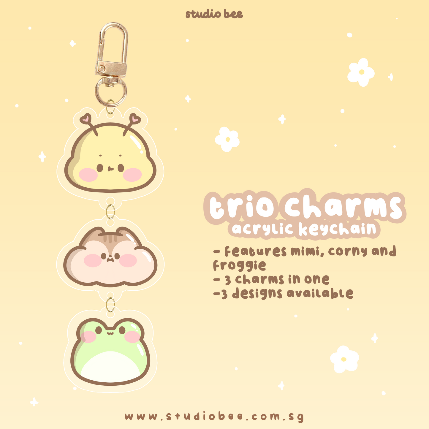 Yellow Trio Charms Acrylic Keychain