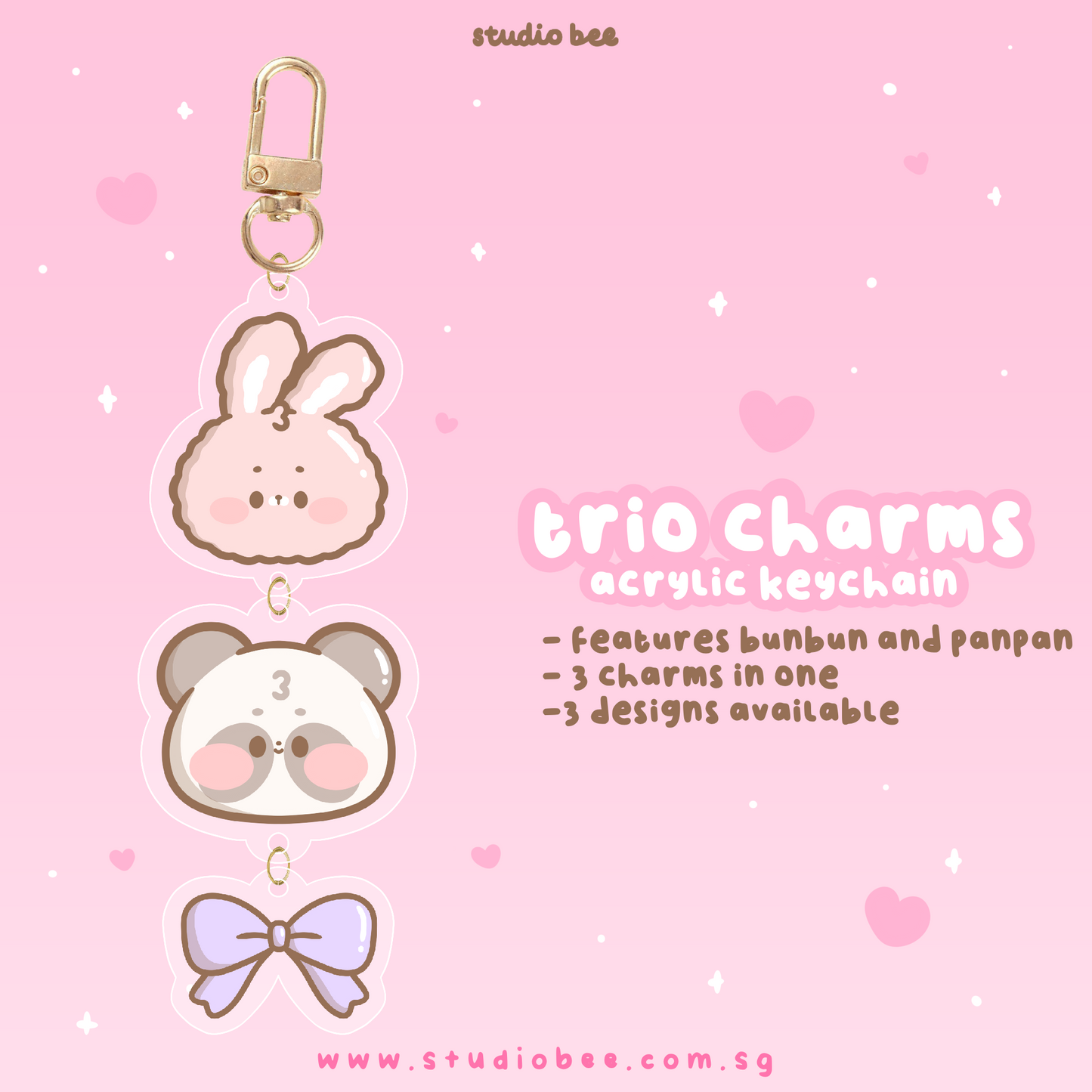 Pink Trio Charms Acrylic Keychain