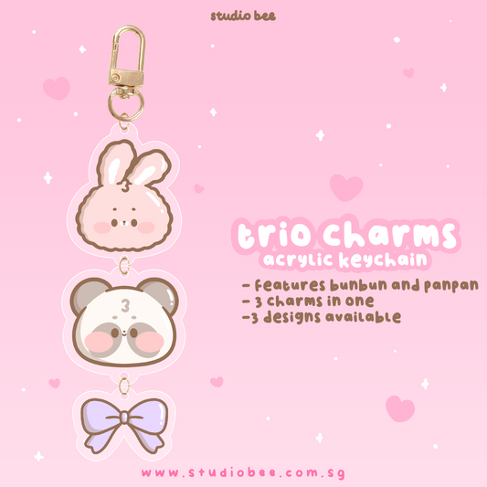 Pink Trio Charms Acrylic Keychain