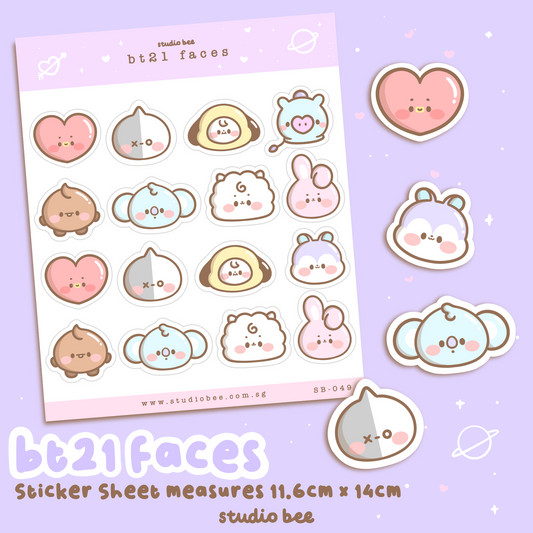 BT21 Faces Sticker Sheet