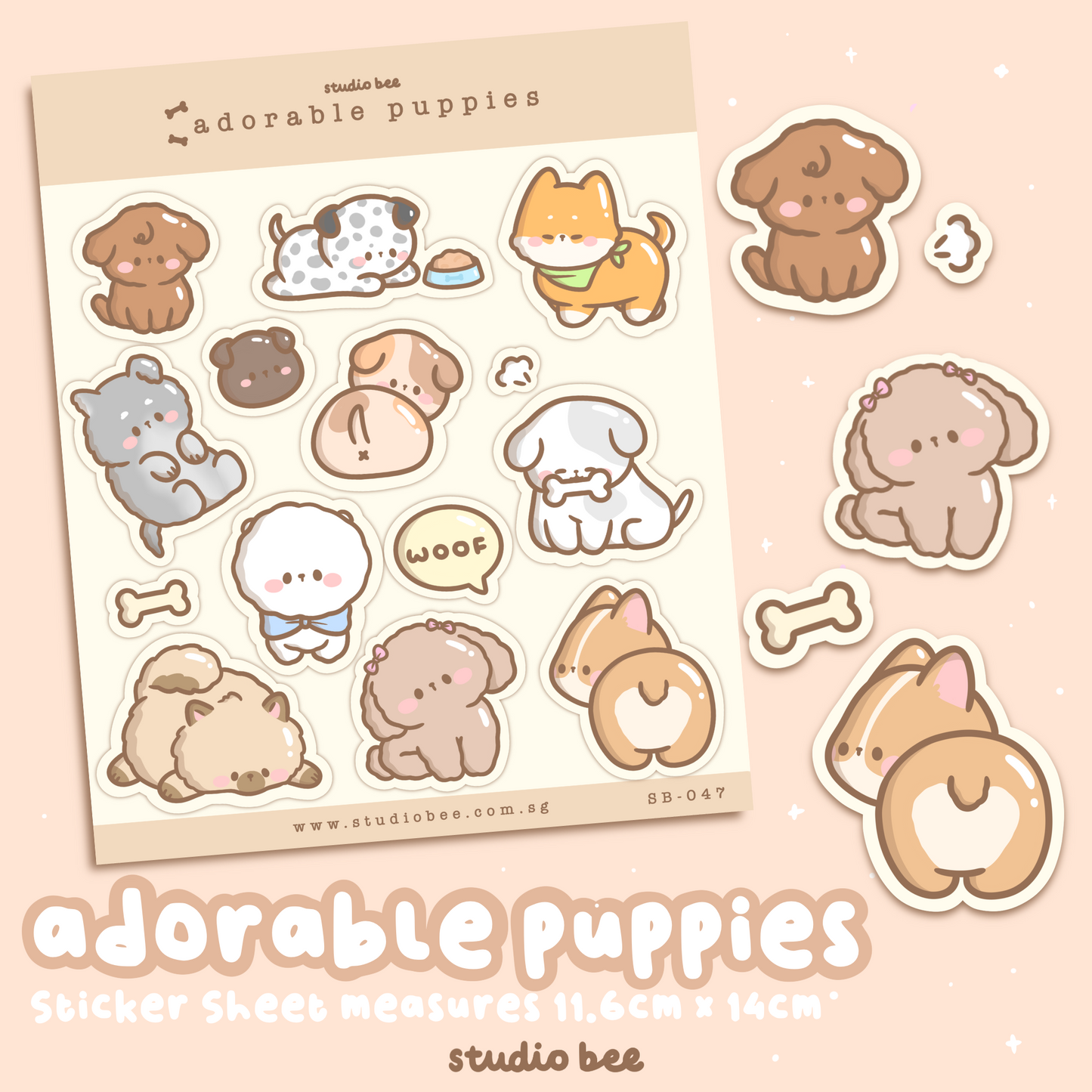 Adorable Puppies Sticker Sheet