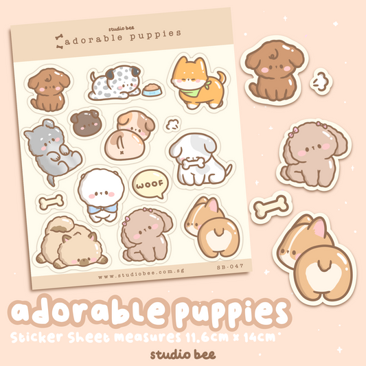 Adorable Puppies Sticker Sheet