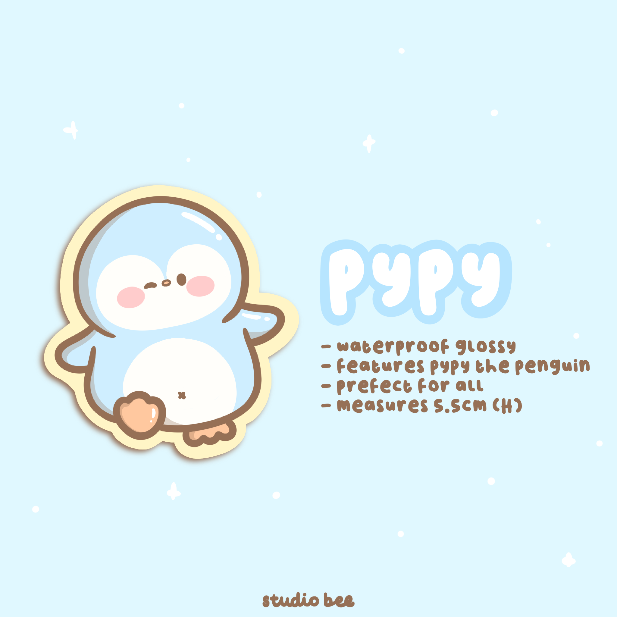 Pypy the Penguin Glossy Sticker Flake – Studio Bee