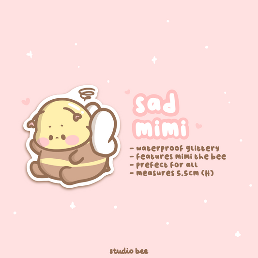 Sad Mimi Glittery Sticker Flake