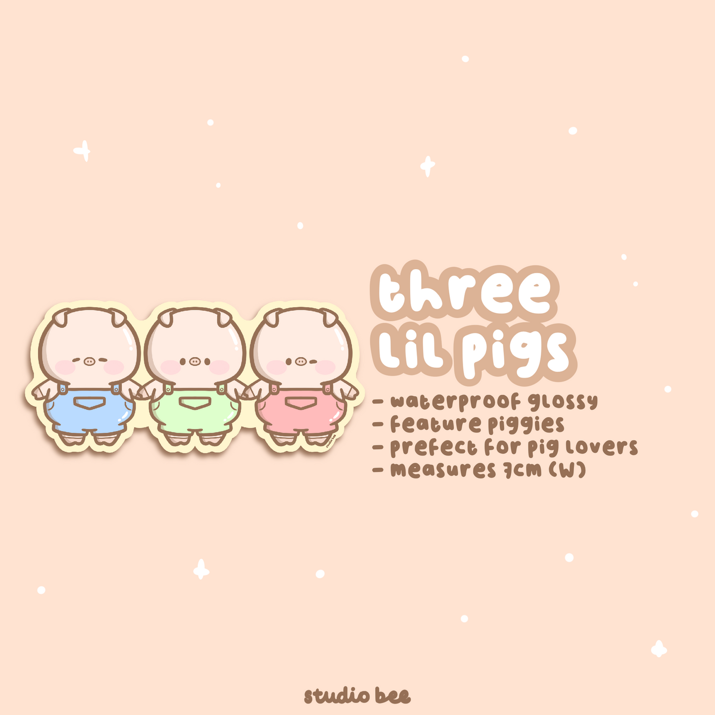 Three Little Pigs Glossy Sticker Flake