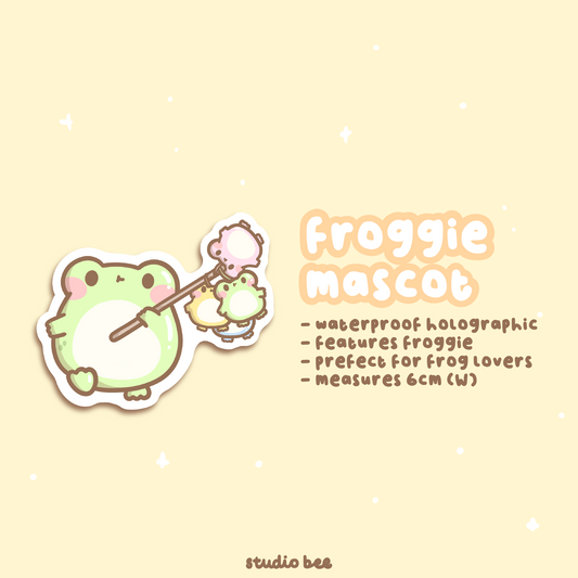 Froggie Mascot Holographic Sticker Flake