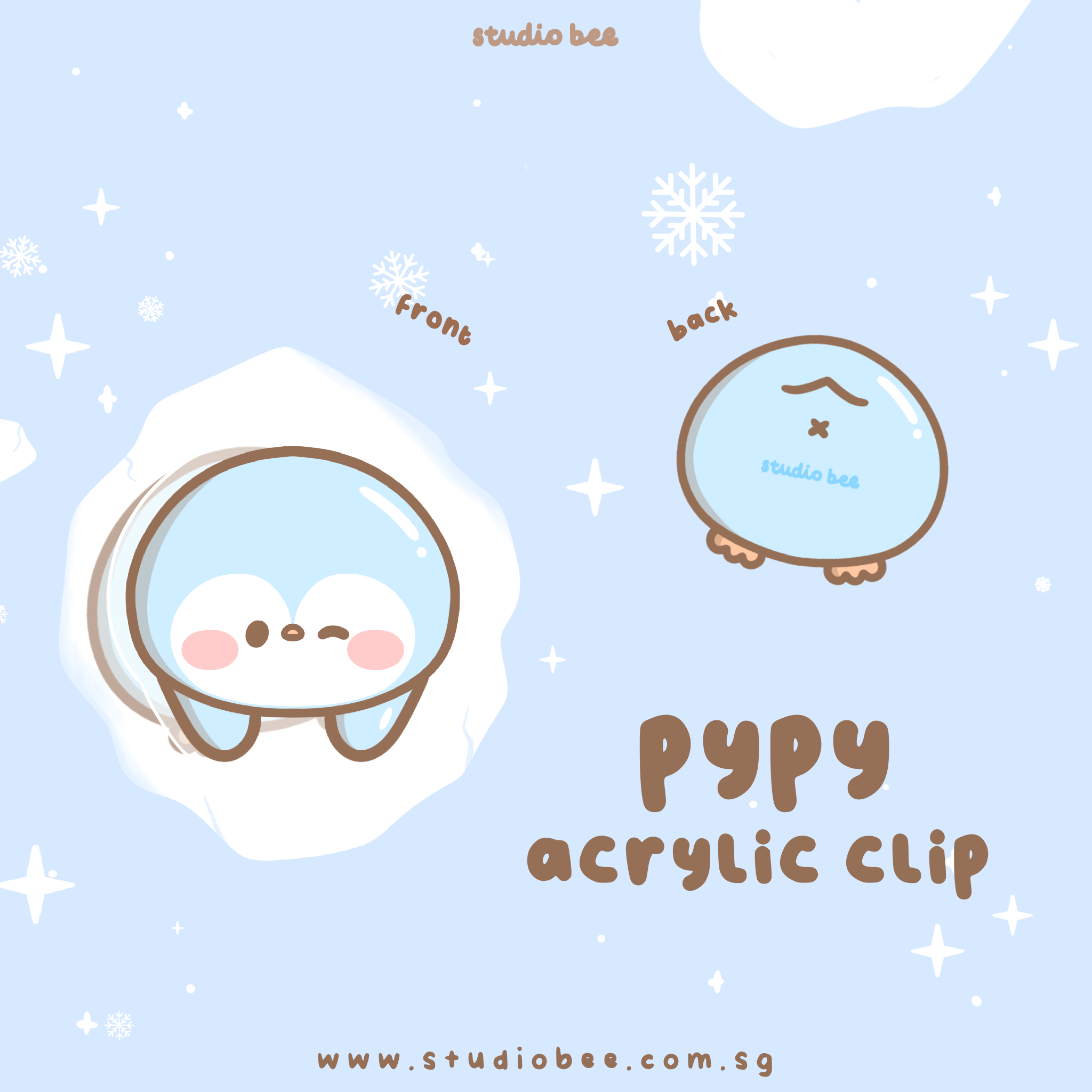 Pypy the Penguin Acrylic Clip – Studio Bee